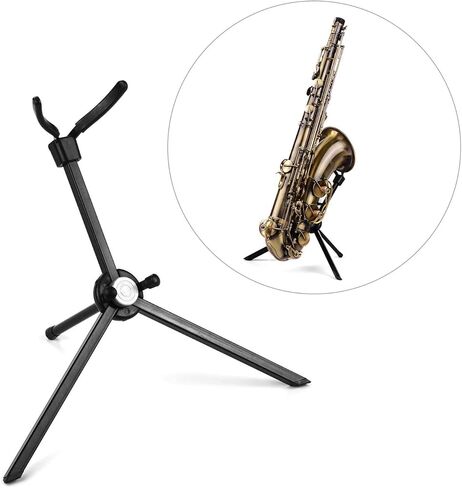 Sorandy Tenor Saxophone Stand, Sturdy Metal Floor Stand, Foldable 3 Legs with Rubber Pads & Carry Bag, Ideal for Alto Tenor Saxophones in Kuwait