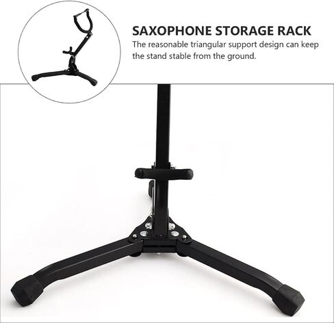 Toddmomy Portable Tenor Saxophone Stand Storage Rack Ground Tripod Holder Black Accessory for Performance and Practice in Kuwait