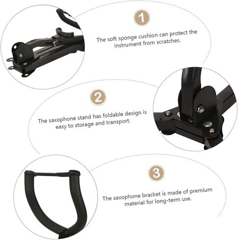 Toddmomy Portable Tenor Saxophone Stand Storage Rack Ground Tripod Holder Black Accessory for Performance and Practice in Kuwait