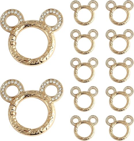 12PCS Cute Carabiner Keychain Clips,Ear Mouse Carabiner Clip Aluminum Clips for Keychains, Water Bottle Holders, Dog Leashes(Gold) in Saudi Arabia