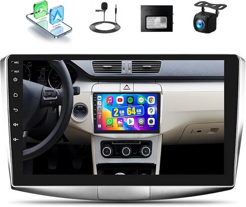 [4+128G] Android 15 Car Radio Stereo for VW Passat B6 B7 CC 2010-2015 with Wireless Carplay&Android Auto,10.1 Inch Car Radio with Mirror Link Bluetooth FM/RDS WiFi GPS EQ DSP SWC+AHD Backup Camera in Saudi Arabia