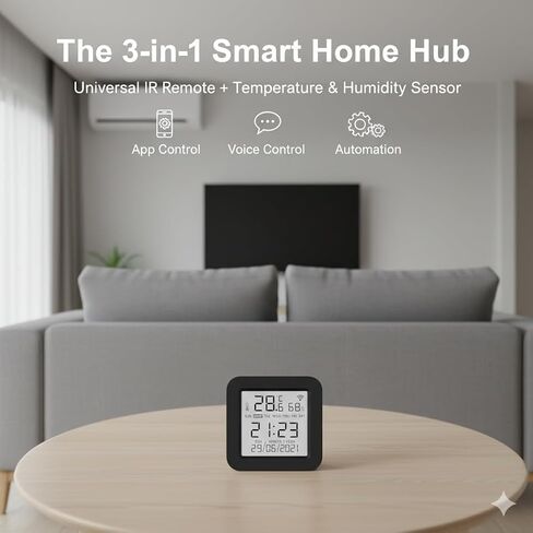 محور التحكم عن بعد العالمي: جهاز WiFi IR Blaster مع شاشة مدمجة لدرجة الحرارة والرطوبة - أتمتة المنزل الذكي لمكيف الهواء والتلفزيون والصوت - متوافق مع Smart Life وTuya وAlexa وGoogle in Kuwait
