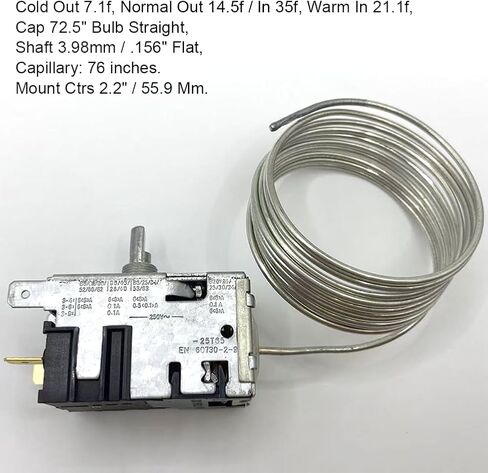 800366 Temperature Controler Kit Compatible with True Refrigerator, Refrigerator Thermostat with 76in Coil Sensing, Replaces 077B6806 077B7172 988282 in Kuwait