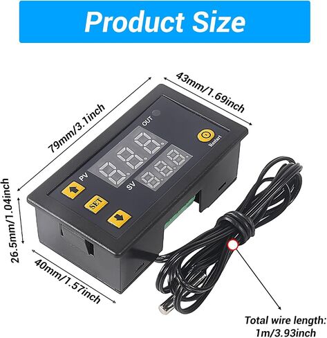3PCS Digital Temperature Controller 12V Digital LED Thermostat Switch DC 12V 20A Temperature Control Switch with Waterproof Probe -50℃ to 120℃ in Kuwait