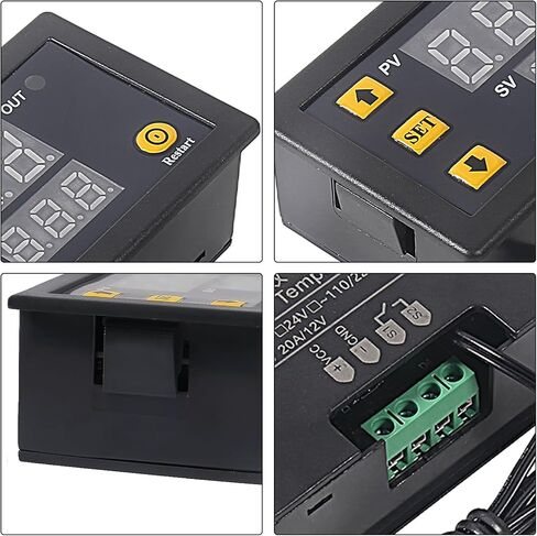 3PCS Digital Temperature Controller 12V Digital LED Thermostat Switch DC 12V 20A Temperature Control Switch with Waterproof Probe -50℃ to 120℃ in Kuwait