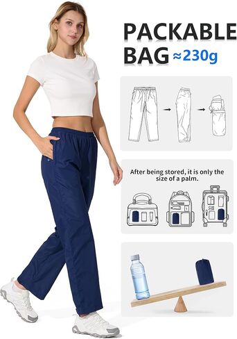 UIQUR Womens Waterproof Pants Rain Over Pant, Lightweight Packable Outdoor Pants for Hiking, Fishing in Kuwait