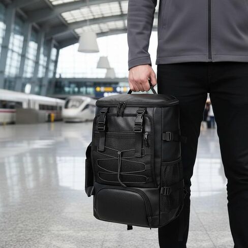 Qianly PU Leather Skateboard Backpack Versatile Design Biking Travel Backpack Large Capacity Multipurpose Helmet Carrier Bag for Cyclists, Skateboarders in Kuwait