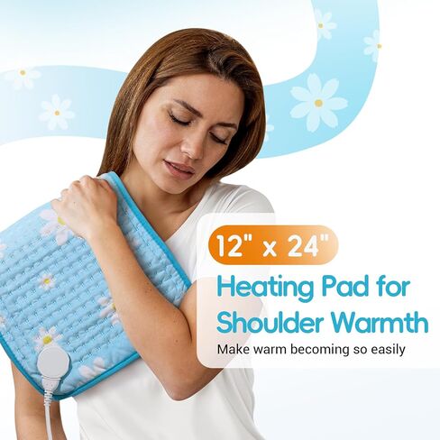 Comfytemp Heating Pad for Back & Period, FSA Eligible Electric Large Heat Pad, 2H Auto Off, Birthday Gifts for Women Men Mom Dad, HSA Approve Moist Neck Shoulder Legs Knee Heated Pad Washable, 12"x24" in Saudi Arabia