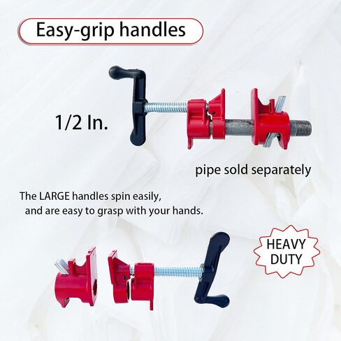 1/2"PIPE CLAMP FIXTURE,Heavy Duty Cast Iron Quick Release Pipe Clamps for Woodworking, Carpentry, Home Improvement, and DIY project.(1/2",6pack) in Kuwait