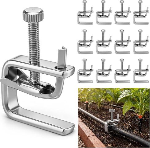 Shimeyao 12 Pack Screw Compressor Clamp for 1/2" Tubing, Adjustable Flow Control Hose Clamp, Nickel-Plated Brass, 0–1/2" Height, 3/4" Width, Precision Thumb Screw, for Hydroponics, Fountain in Kuwait