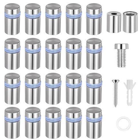 20 Sets Standoff Screws for Acrylic Floating Frame, 1/2 x 3/4 inch Brushed Stainless Steel Wall Spacers, Rustproof Sign Mounting Hardware for DIY Dry Erase Board, Office Nameplate, Glass Art in Kuwait