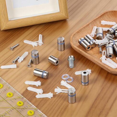 20 Sets Standoff Screws for Acrylic Floating Frame, 1/2 x 3/4 inch Brushed Stainless Steel Wall Spacers, Rustproof Sign Mounting Hardware for DIY Dry Erase Board, Office Nameplate, Glass Art in Kuwait