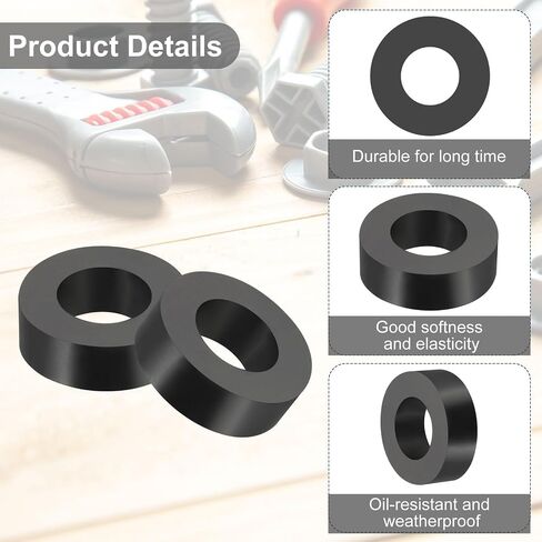 PATIKIL Multi Purpose Rubber Spacer, 4 Pcs 25mm ID x 45 OD x 15mm T Neoprene Round Anti-Vibration Isolation Pads Isolator Rubber Bushings Spacer Washer for HVAC Bolts Car Accessories in Kuwait