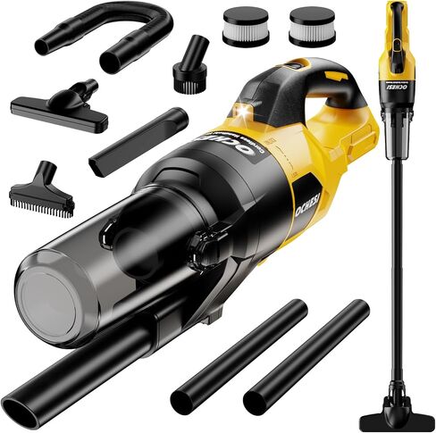 Cordless Vacuum Cleaner for Dewalt 20V Battery, 6 in 1 Handheld Electric Vacuum Cleaner with HEPA Filter and LED Light, 46 CFM Portable Hand Vacuum for Floor, Carpet, Car (Battery Not Included) in Kuwait