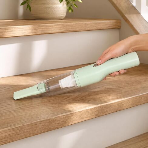 catsMeow Mini Plus Handheld Vacuum Cordless, Rechargeable Small Vacuum for Car, Desk, Keyboard, Drawer, Sofa, Crumbs and Pet Hair, Lightweight Portable Cleaner, Sage Green in Kuwait