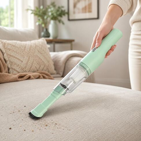 catsMeow Mini Plus Handheld Vacuum Cordless, Rechargeable Small Vacuum for Car, Desk, Keyboard, Drawer, Sofa, Crumbs and Pet Hair, Lightweight Portable Cleaner, Sage Green in Kuwait