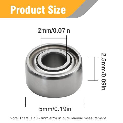 SYOWADA 10Pcs MR52ZZ Bearings 2mm Bore ID 5mm OD 2.5mm Width Double Shielded Miniature Chrome Steel Ball Bearing for Fidget Spinners Micro Motor Office Equipment in Kuwait