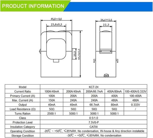 1pcs KCT-24 Split Core Current Transformer AC Current Sensor Home Charging Pile(20mA) in Kuwait