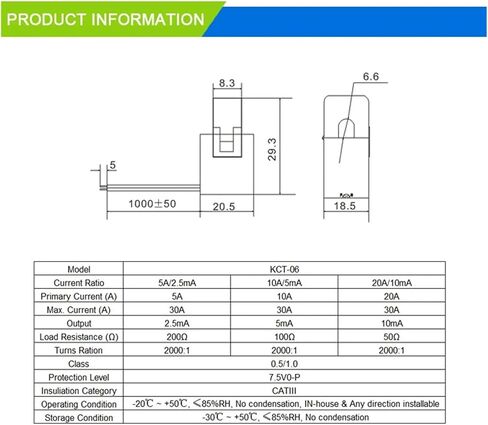 1pcs KCT-24 Split Core Current Transformer AC Current Sensor Home Charging Pile(20mA) in Kuwait