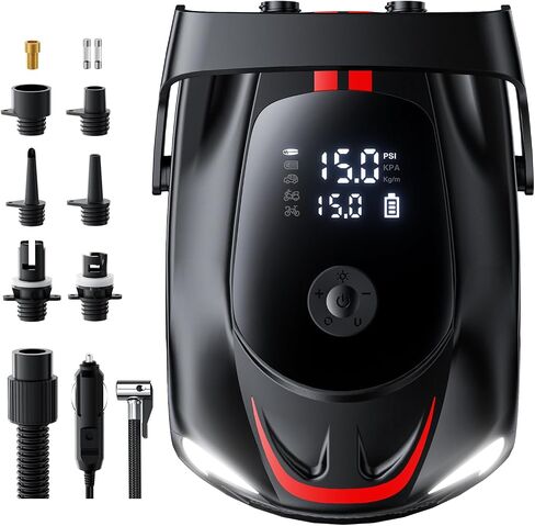 50PSI Paddle Board Pump Electric Portable, SUP Air Pump for Paddleboard with Auto-Off, Deflate Function, and 12V DC Car Connector for Stand Up Paddle Boards, Boats, Tents, Mattresses in Kuwait