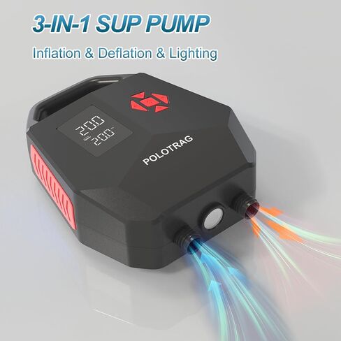 مضخة لوح مجداف Polotrag، مضخة SUP كهربائية محمولة مع إيقاف تلقائي/تفريغ الهواء، مضخة هواء موصلة للسيارة بمرحلة مزدوجة 12 فولت DC للنفخ، قوارب الكاياك وفراش الهواء in Kuwait