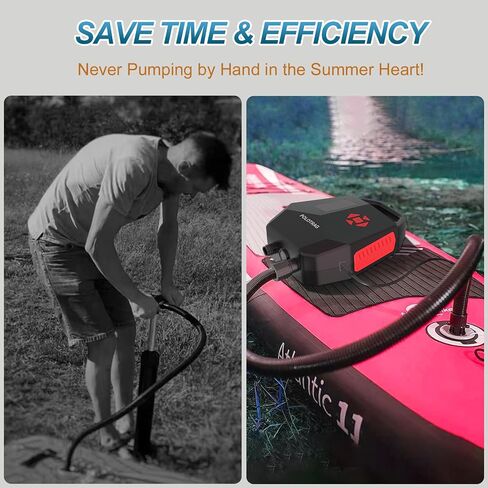 مضخة لوح مجداف Polotrag، مضخة SUP كهربائية محمولة مع إيقاف تلقائي/تفريغ الهواء، مضخة هواء موصلة للسيارة بمرحلة مزدوجة 12 فولت DC للنفخ، قوارب الكاياك وفراش الهواء in Kuwait
