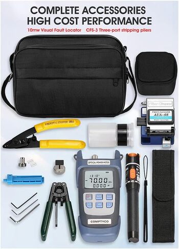 FTTH Fiber Optic Tool Kit with Fiber Cleaver -70-+10DBm Optical Power Meter Visual Fault Locator 10Mw in Kuwait