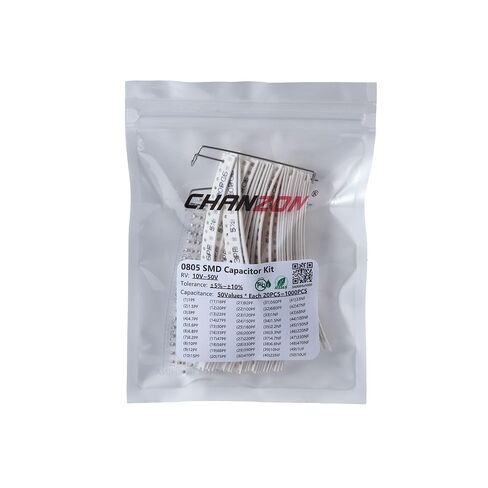Chanzon 1000 قطعة 0805 SMD مكثف عدة 1pF-10 فائق التوهج / 50 قيم مختلفة MLCC 10-50 فولت لفصل وإصلاح PCB والإلكترونيات لتقوم بها بنفسك متنوعة in Kuwait