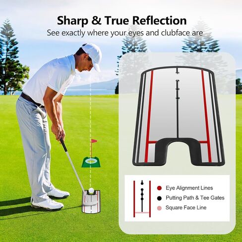 Golf Putting Practice Set,Detachable 2 Way Putter for Right & Left Hand, Alignment Mirror, Putting Cup & Balls, Portable Indoor Golf Training Aids, Golf Gifts for Men & Women in Kuwait