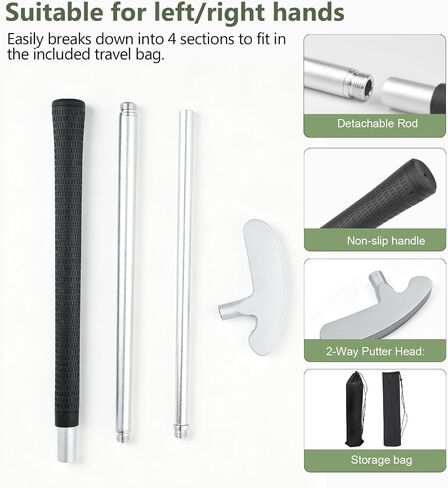 Golf Putting Practice Set,Detachable 2 Way Putter for Right & Left Hand, Alignment Mirror, Putting Cup & Balls, Portable Indoor Golf Training Aids, Golf Gifts for Men & Women in Kuwait