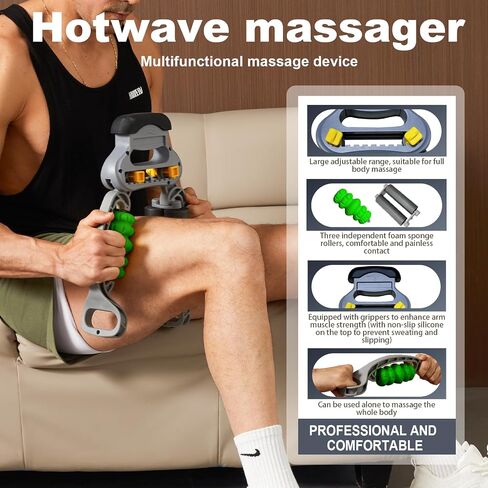 Hotwave Tennis Elbow Relief Massager للساق والذراع ، أسطوانة الرغوة القابلة للتعديل ، أسطوانة العضلات النقطة الزناد للعجول والساعد ، مدلك المعصم ، التنس واللاعب الكوع. in Kuwait