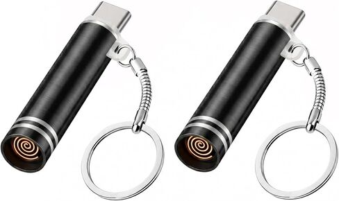 تهبها II II Electric Lighter USB C ، Windproof Wighter للهاتف ، والتوصيل بالهاتف والضربة للعمل ، لا حاجة إلى الشحن ، فقط للهاتف الذكي مع منفذ USB-C 【أسود 2pcs】 in Kuwait