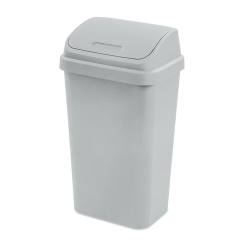 Kitchen Trash Can, 13 Gallon Plastic Garbage Bin with Swing Top Lid, Light GrayKitchen Trash Can, 13 Gallon Plastic Garbage Bin with Swing Top Lid, Light Gray in Kuwait