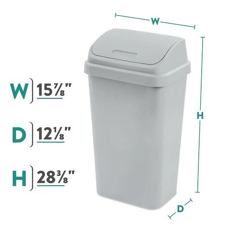 Kitchen Trash Can, 13 Gallon Plastic Garbage Bin with Swing Top Lid, Light GrayKitchen Trash Can, 13 Gallon Plastic Garbage Bin with Swing Top Lid, Light Gray in Kuwait