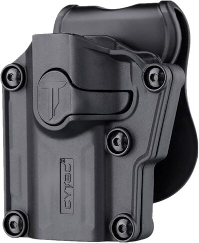 حافظة OWB عالمية لـ Berreta APX/CZ 75 / Ruger Security9 - حامل مسدس صغير الحجم وكامل الحجم | صدر السبابة | غير قادر على تعديل | القفل التلقائي | حزام الخصر الخارجي | لمسة نهائية غير لامعة TAN -RH in Kuwait