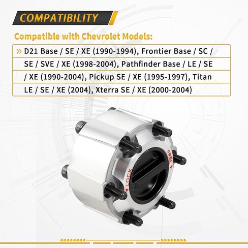 40250-2S610 Manual Locking Hub Set 28 Spline Compatible with Nissan D21 Frontier Pathfinder Pickup Titan Xterra 1990-2004, Replaces AVM461HP 402502S610, 2PCS in Kuwait
