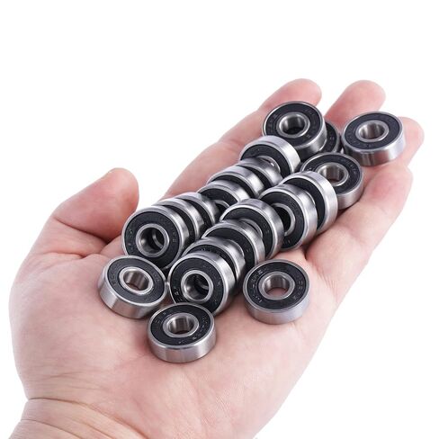 محامل العجلات Rollerex 608-2RS 20 حزمة (لأي منتج يستخدم عجلات التزلج) (الفولاذ الكربوني) - للشفرة المضمنة، والشفرة الدوارة، والتزلج على الجليد، ولوح التزلج، وRipStik والمزيد in Kuwait