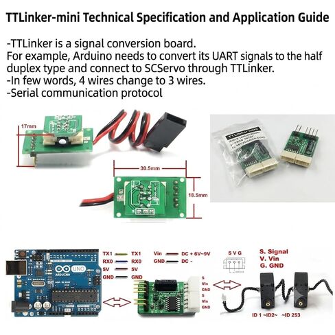 لوحة محول الإشارة المؤازرة Feetech TTL للتحكم في SCServo، محول الحافلة التسلسلية لروبوتات Arduino DIY (2) in Kuwait