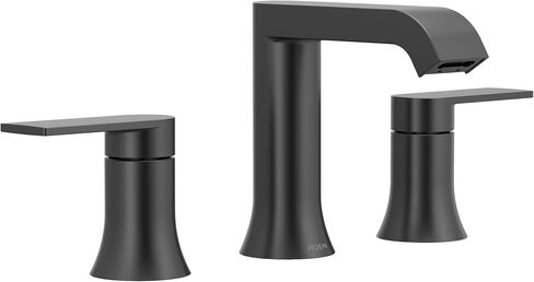 Moen Genta LX Two-Handle High Arc Widespread Bathroom Sink Faucet, for 3-Hole Setups, Valve Included, Matte Black, TV6708BL in Kuwait