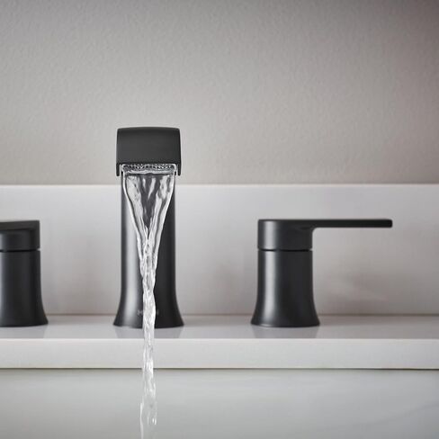 Moen Genta LX Two-Handle High Arc Widespread Bathroom Sink Faucet, for 3-Hole Setups, Valve Included, Matte Black, TV6708BL in Kuwait