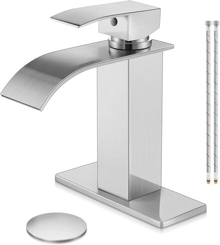 Bathroom Sink Faucet, Herogo Matte Black Stainless Steel Bathroom Faucet with Pop-up Drain & Soap Dishes, Single Handle, for 1 or 3 Hole RV Farmhouse Vanity Lavatory Sinks in Kuwait