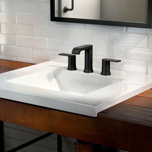 Moen Genta LX Two-Handle High Arc Widespread Bathroom Sink Faucet, for 3-Hole Setups, Valve Included, Matte Black, TV6708BL in Kuwait