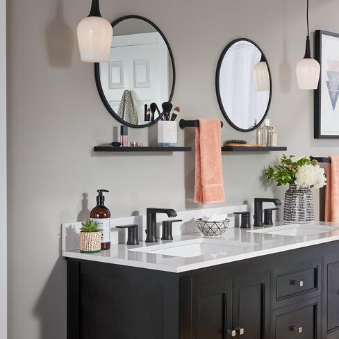 Moen Genta LX Two-Handle High Arc Widespread Bathroom Sink Faucet, for 3-Hole Setups, Valve Included, Matte Black, TV6708BL in Kuwait