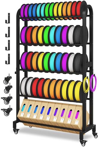 3D Printer Stand with Foldable Desktop & Fabric Drawer – Compact Rolling 3-Tier 3D Printer Table with Power Outlet & X-Bracket Stability for Small Spaces, Home, Workshop in Kuwait