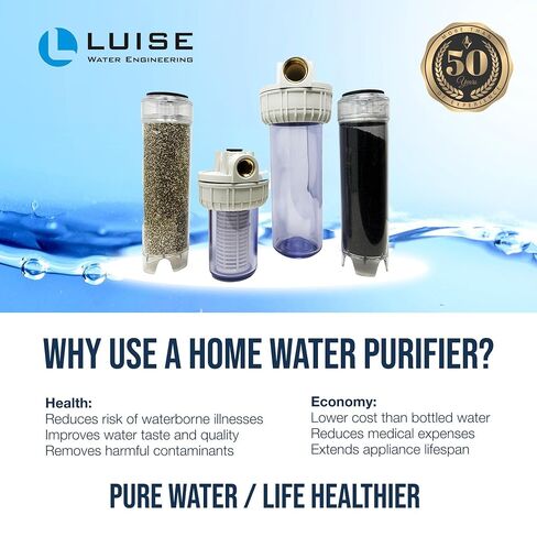 Luise Big 10 Filter Housing L503.1050, 3-piece Cartridge Water Filter Housing 1" Inlet Brass Ports Made of Non-Toxic Plastic Material with Wrench and Bracket (10"x2.5"). in Kuwait