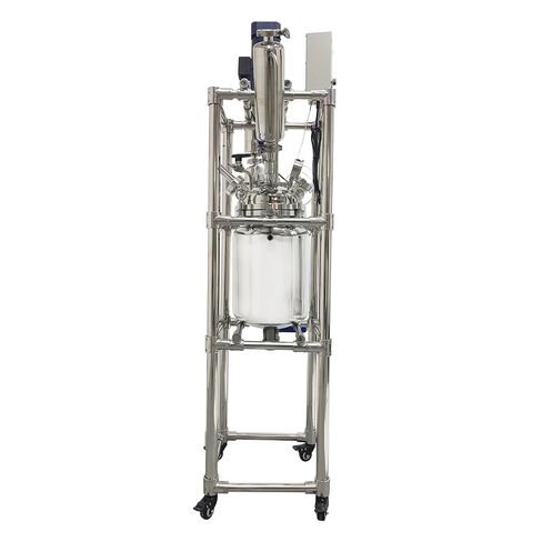 TECHTONGDA Double-Layer Reactor 10L Stainless Steel Jacketed Reactor, 110V Laboratory Reaction Vessel with Observation Window and Discharge Valve, Speed 0-600 RPM Working Temperature -80℃~200℃ in Kuwait