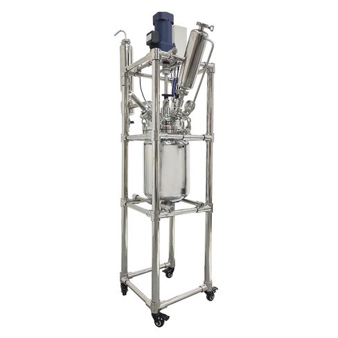 TECHTONGDA Double-Layer Reactor 10L Stainless Steel Jacketed Reactor, 110V Laboratory Reaction Vessel with Observation Window and Discharge Valve, Speed 0-600 RPM Working Temperature -80℃~200℃ in Kuwait