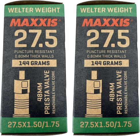 Maxxis 27.5 x 1.50-1.75 أنبوب داخلي للدراجة ذو وزن ويلتر | صمامات بريستا أو شريدر | قلب الصمام القابل للإزالة | مقاومة للثقب | أنبوب الدراجة الجبلية 144 جرام in Kuwait