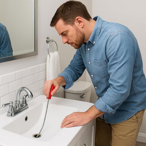 Drain Snake Clog Remover 10 Ft Flexible Metal Plumbing Snake for Sink, Shower, Tub & Bathroom Drain – Removes Hair & Grease – No Chemical Drain Cleaners Needed in Kuwait