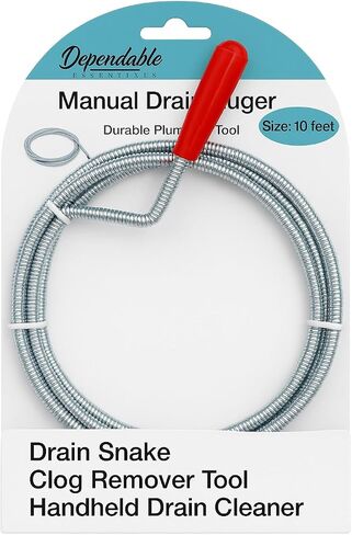 Drain Snake Clog Remover 10 Ft Flexible Metal Plumbing Snake for Sink, Shower, Tub & Bathroom Drain – Removes Hair & Grease – No Chemical Drain Cleaners Needed in Kuwait